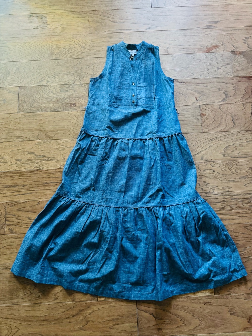Cartolina Women’s Sleeveless Tiered Denim Blue Dress
